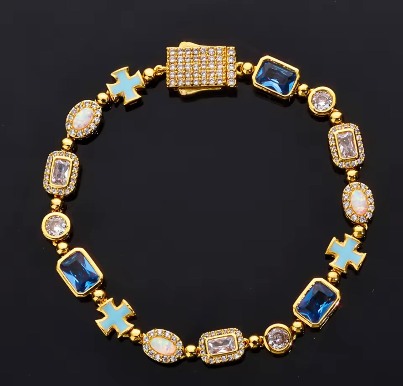 Esclava premium gemas y cruces zirconia 5A