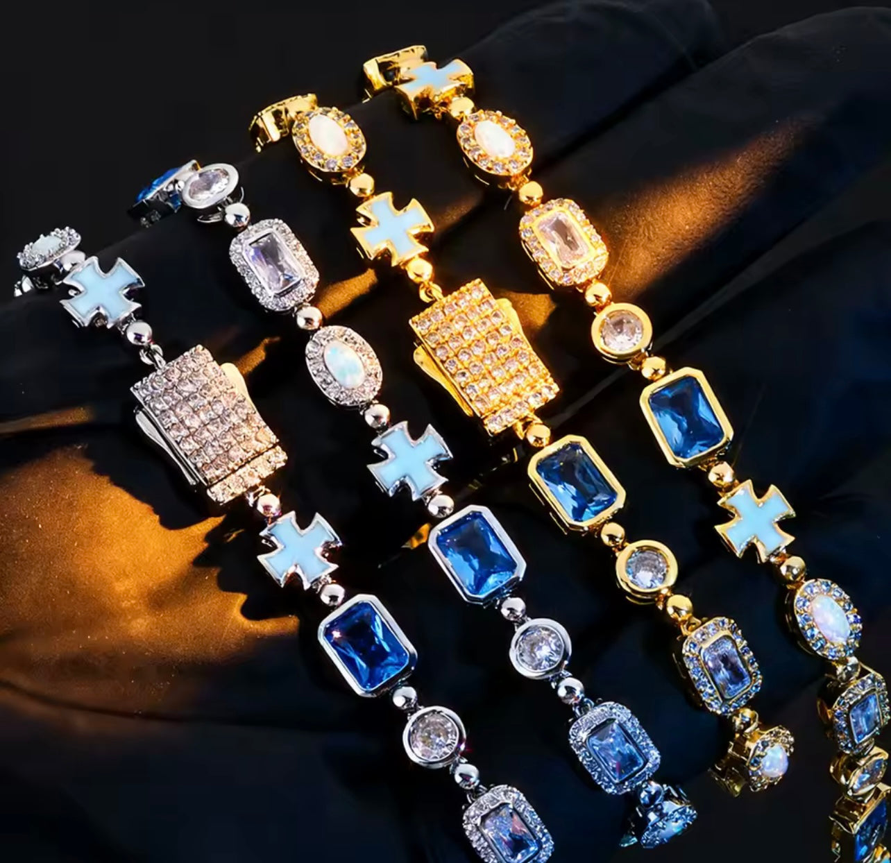 Esclava premium gemas y cruces zirconia 5A