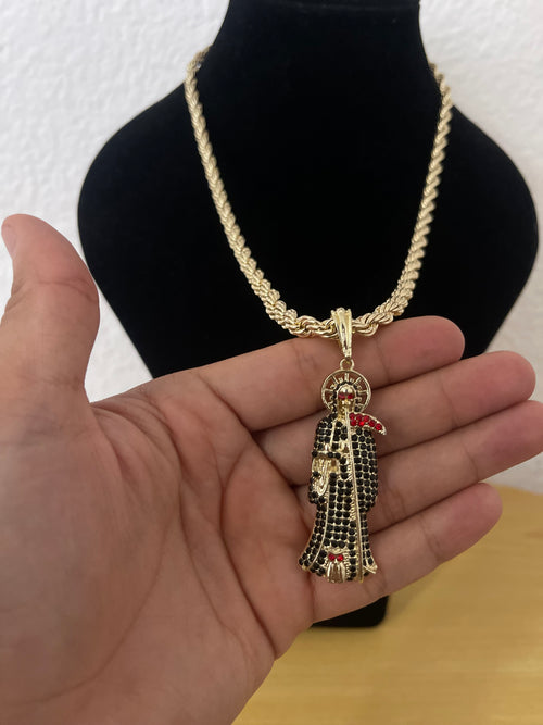 Cadena torzal y Santa Muerte