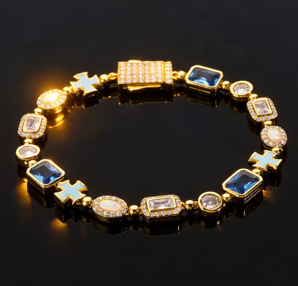 Esclava premium gemas y cruces zirconia 5A