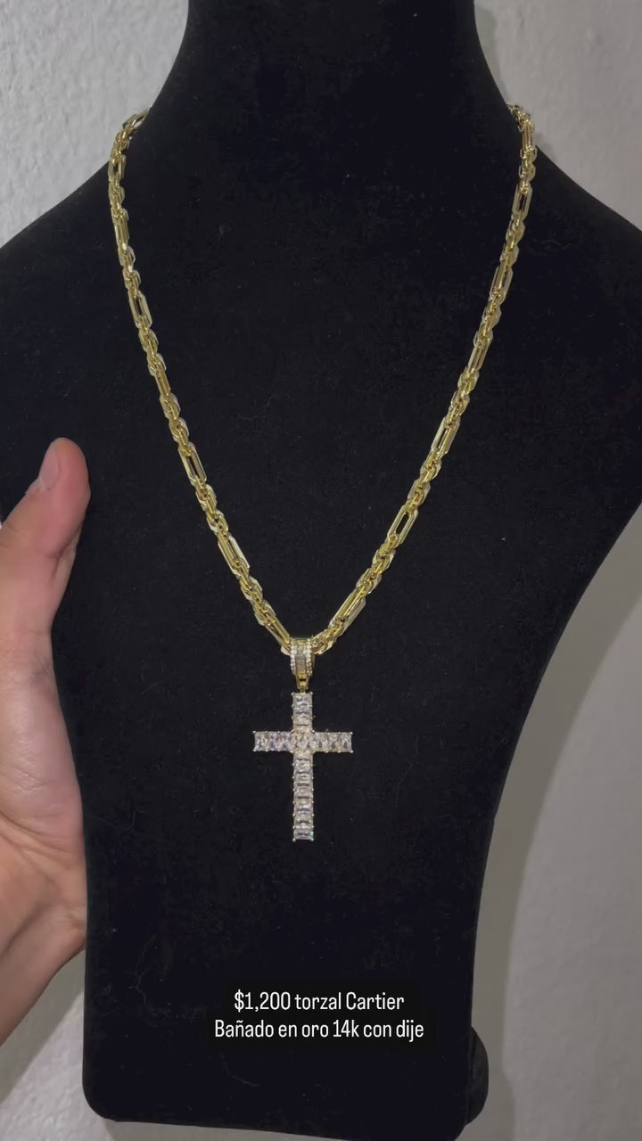 Cadena Torzal Cartier y crucifijo
