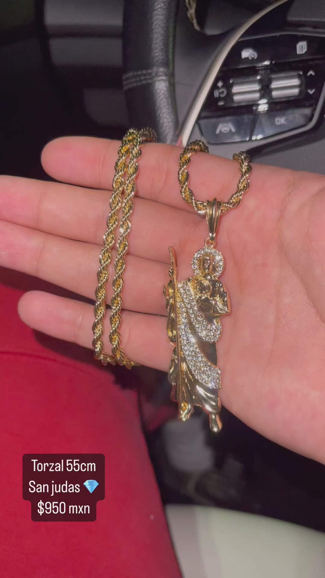 Torzal y dije San Judas baño oro 18k
